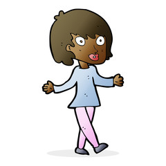 cartoon woman with open arms