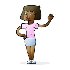 cartoon woman waving