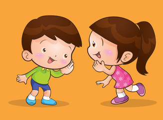 children talk and listening