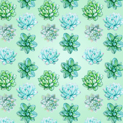 succulent pattern on a light green background