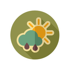 Sun Rain Cloud retro flat icon. Weather