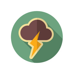 Cloud Lightning retro flat icon. Weather