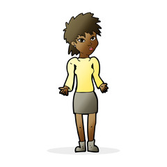 cartoon woman shrugging shoulders