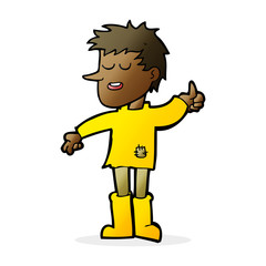 cartoon poor boy with positive attitude