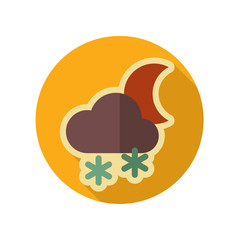 Cloud Snow Moon retro flat icon. Weather