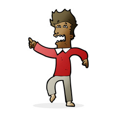 cartoon frightened man pointing
