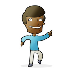 cartoon happy man pointing
