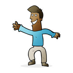 cartoon happy man dancing