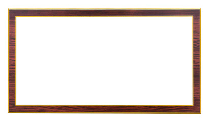 Antique wooden picture frame isolated on white with clipping pat