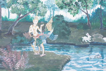 Paintings, Kinnari or semi-human bird characters in literature T © ekkaluck