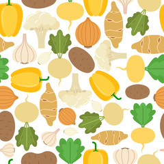  Seamless pattern with different vegetables