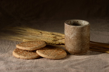 Wine and Bread with Wheat