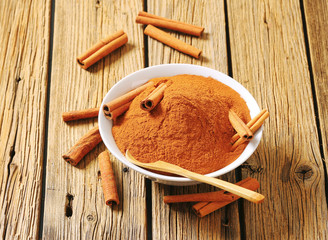 Bowl of ground cinnamon