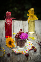 Summer wooden dessert fruit gooseberry colorful drinks