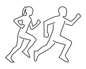 Linear shapes runners. Outline silhouettes runners.