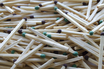 matches with a brown and green heads 
