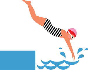 Diving girl illustration
