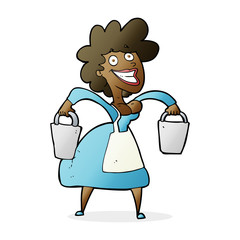cartoon milkmaid carrying buckets