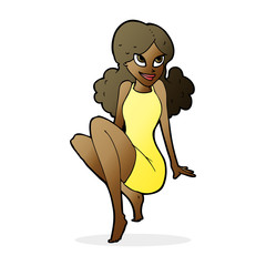 cartoon attractive woman posing