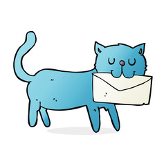 cartoon cat carrying letter