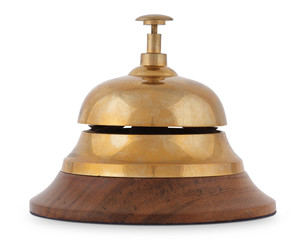 Old copper service bell isolated on white background