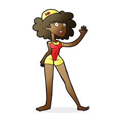 cartoon swimmer woman