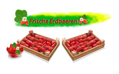 frische Erdbeeren - Banner, freigestellt