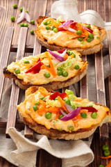 Bruschetta with spring vegetables.