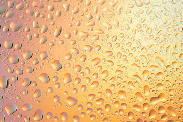 macro shot of liquid droplets with reflection. color background with water drops texture. gradient color