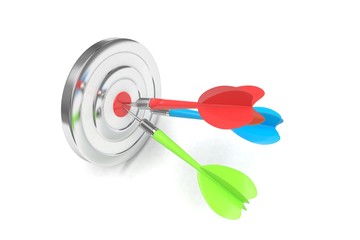 Three multicolor arrows darts in center.