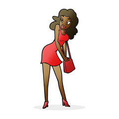 cartoon woman looking in handbag