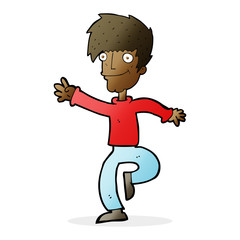 cartoon happy man dancing