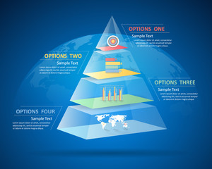 Design pyramid infographic 4 steps. can be used for workflow layout, diagram