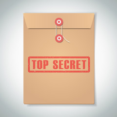 Stamp top secret with red text over brown document file