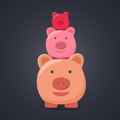 Obraz na płótnie Canvas Three pigs cute.