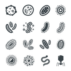 Virus and Bacteria Icons.