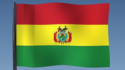Looping flag of Bolivia on a clean blue sky.