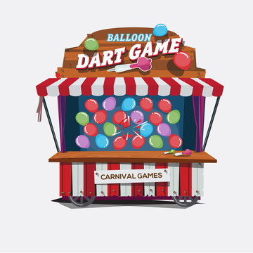 balloons dart game. carnival cart concept - vector