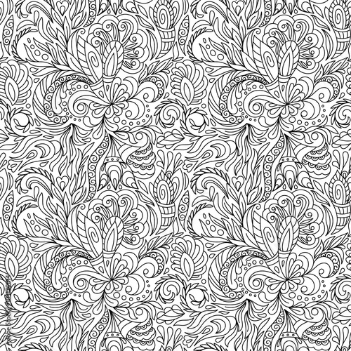 Seamless Borders Vector In Doodle Style Floral Ornate Decorative Valentines Womens Day Design Elements Black And White Background Christmas Tree