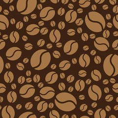 Coffee beans pattern. Coffee seamless background. Vector Illustration