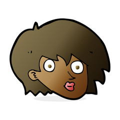 cartoon surprised female face