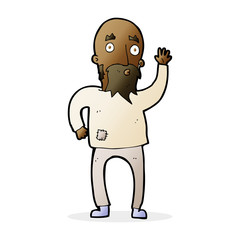 cartoon bearded man waving