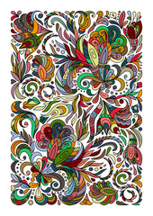 Ethnic colored floral zentangle, doodle background pattern circle in vector. Henna paisley mehndi doodles design tribal design element.