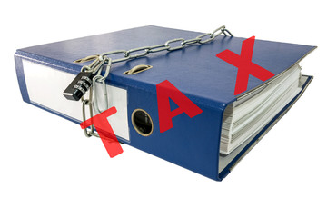 Tax file folders locked with key chain.