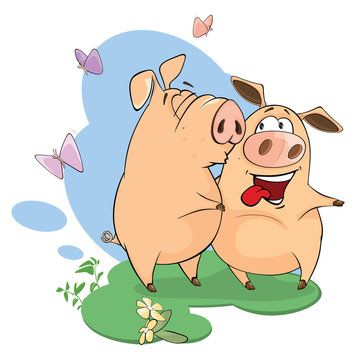  illustration of pigs sharing love
