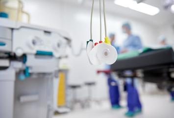electrodes at hospital ward or operating room - obrazy, fototapety, plakaty