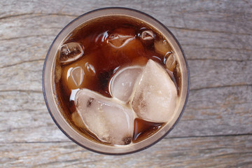 Cola with ice cubes