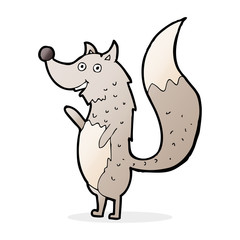 cartoon waving wolf