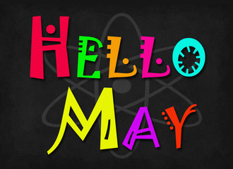 Obraz premium Hello May word on blackboard
