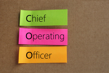 Chief Operating Officer text on colorful sticky notes